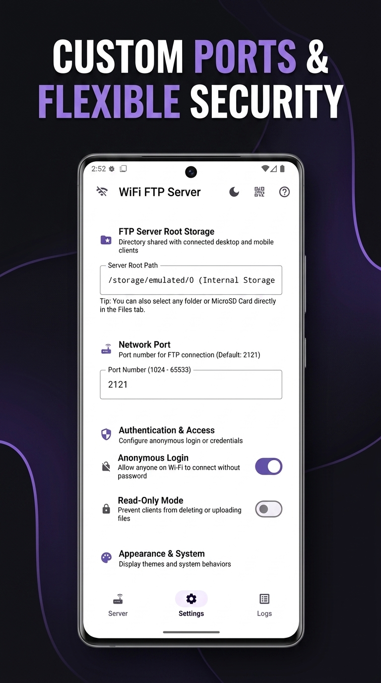 Settings & Custom Ports